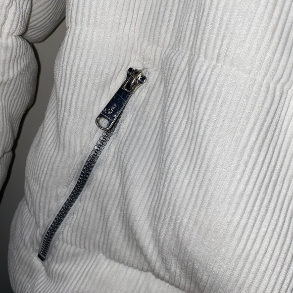 Sam Edelman Puff Jacket White Corduroy Hood Drawcord Pockets Lined Size M - Picture 3 of 9